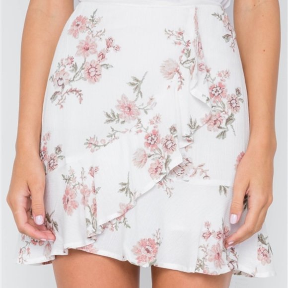 Dresses & Skirts - Floral Ruffle Faux-Wrap Skirt